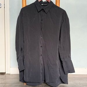 Washed Black Button-Up Shirt